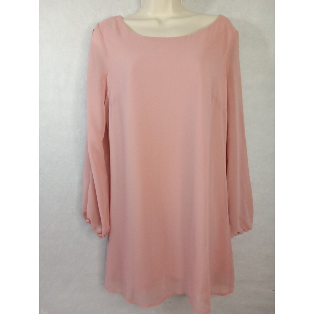 As U Wish womens medium pink‎ split sleeve pull over button mini/knee
